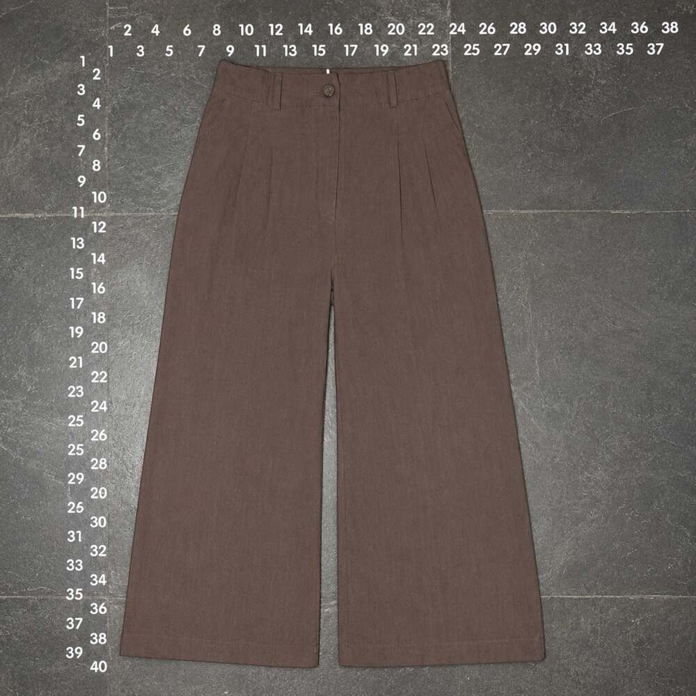 Zara Brown Wide Leg Pleated Trousers Size M - Picture 2 of 4